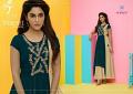 Green & Cream Color Georgette Kurti Tunic L