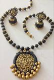 Lovely Handmade Peacock Necklace In Black & Gold with Jhumka