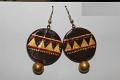 Brown & Gold Handmade Round Terracotta Earrings