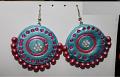 Big Round Red Terracotta Earrings /w Rhinestones