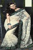 White Color Designer Net Saree w/ Blouse