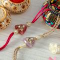 Elegant Set of 2 Semi Precious Stone w/ Kundan Work Rakhi Elegant Set of 2 Semi Precious Stone w/ Kundan Work Rakhi