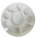 50 Pcs Round White 9 Compartment Disposable Plastic Plates 50 Pcs Round White 9 Compartment Disposable Plastic Plates