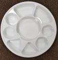 White 9 Round Compartment Disposable Plastic Plates - 50 Pcs