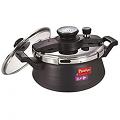 Prestige Clip On Hard Anodised Kadai Pressure Cooker With Glass Lid, 3.5 L