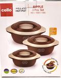 Cello Ripple Insulated Hotpot Pack of 3 Thermoware Casserole Set Cello Ripple Insulated Hotpot Pack of 3 Thermoware Casserole Set
