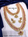 Very Grand Guttapusalu Short & Long Gold Finish Haaram Set Very Grand Guttapusalu Short & Long Gold Finish Haaram Set