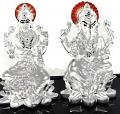 Ganesh & Lakshmi / Laxmi Pure Silver (99.5%) Idol/Statue/Murti(#20) Ganesh & Lakshmi / Laxmi Pure Silver (99.5%) Idol/Statue/Murti(#20)