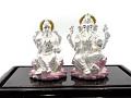 Carved 999 Pure Silver Ganesh & Lakshmi Statue / Murti (#13)