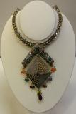 Multi Color Rodium Plated Stone Studded Pendant Set
