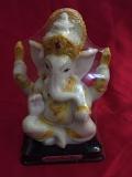 White & Gold Ganesha Statue for Home