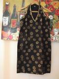 Halter Neck Kurti, Black & Gold Block Printed Tunic from India Halter Neck Kurti, Black & Gold Block Printed Tunic from India
