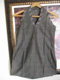 Cotton Sleeveless Kurti, Grey and Black Cotton Tunic