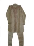 Boys Jodhpuri Style Sherwani Kurta Suit In Light Gold