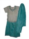 Embossed Blue & Cream Lehenga Choli For Teen Girls