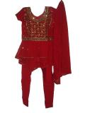Kids Anarkali Suit With Zari Work In Red Georgette Kids Anarkali Suit With Zari Work In Red Georgette