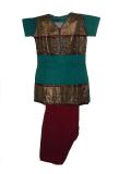 Kids Indian Dress, Blue/Red Cotton Salwar Suit For Teen Girls