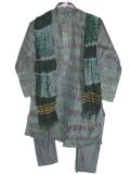Kids Kurta Pajama In Shaded Green Tissue With Zari Work