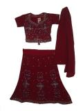 Kundan Work Maroon Lehenga Choli For 6, 7, 8, 9 10 Year Girls