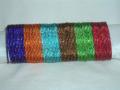 Fancy Colored Indian Metal Bangles With Self Design Large 2/6