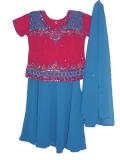 Kids Lehenga Choli In Crepe With Stones, Beads & Sequins