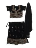 Kids Lehenga Choli In Black Crepe With Embroidery & Mirror Work
