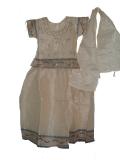 Kids South Indian Lehenga Choli, Beige Pattu Blouse Dress Kids South Indian Lehenga Choli, Beige Pattu Blouse Dress
