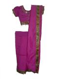 Pretty Magenta Silk Ready-made Saree For Girls