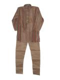 Boys Jamawar Churidar Kurta In Maroon & Green