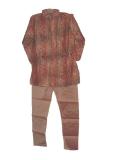 Kids Kurta Pajama Set In Shaded Gold & Maroon Color