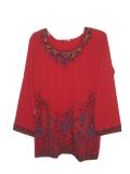 Indian Kurti For Women In Printed Red Crepe