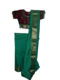 Girls Readymade Saree Outfit In Green & Wine Silk Girls Readymade Saree Outfit In Green & Wine Silk