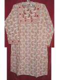 Block Print Long White Cotton Indian Kurta Block Print Long White Cotton Indian Kurta