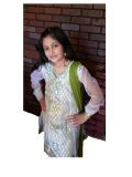Net Churidar Kurta For Girls In Green & Cream Color Net Churidar Kurta For Girls In Green & Cream Color