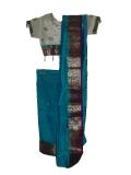 Readymade Saree Outfit For Kids In Blue Silk, 1 & 2 Yr Old Readymade Saree Outfit For Kids In Blue Silk, 1 & 2 Yr Old