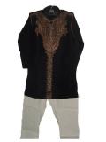 Kids Black Jamawaar Sherwani Kurta Suit