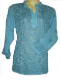 Handmade Blue Georgette Lucknowi Kurti / Tunic Handmade Blue Georgette Lucknowi Kurti / Tunic