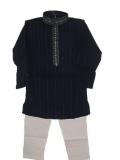 Cotton Embroidered Navy Blue Boys Kurta Pajama
