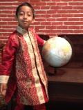 Kids & Teen Boys Maroon Sherwani Kurta Suit With Beadwork