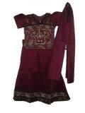 Maroon Stone, Sequin & Pearl Work Ghagra Choli