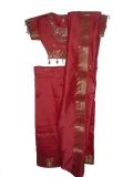 Traditional Ready To Wear Coral Saree For Kids