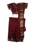 Pre-Stitched Kids Saree, Readymade Maroon Fancy Costume Pre-Stitched Kids Saree, Readymade Maroon Fancy Costume