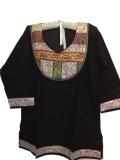 Black Cotton Plus Size Indian Kurti / Tunic For Women