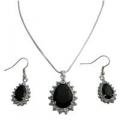 Chic Cool Inexpensive Onyx Stone Pendant Earrings Jewelry Set