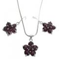 Amethyst Crystal Flower Pendant Earrings Holiday Gift Set