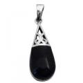 Onyx Black Inlay Sterling Silver Teardrop Pendant