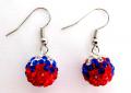 USA Flag Color Patriotic Theme Red, Blue & White Earrings