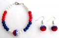 Red White & Blue 4th of July Patriotic Bracelet Earrings Jewelry