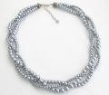 Alluring Bridal Three Strand Gray Pearls Necklace