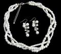 Enchanting White Pearls Multi Strand Bridal Necklace Set